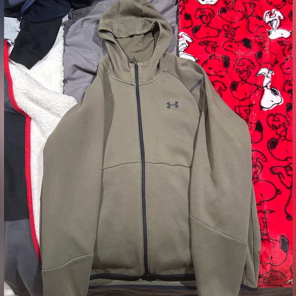 Under Armour Men's Olive Green Tech Fleece Zip Up Hoodie
